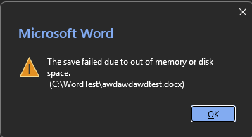 Microsoft Word: the save failed due to out of memory or disk space ...