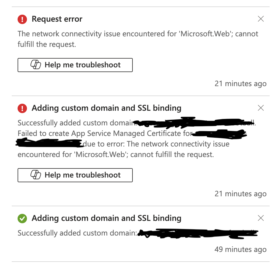 Cannot create custom domain for Web App - Microsoft Q&A