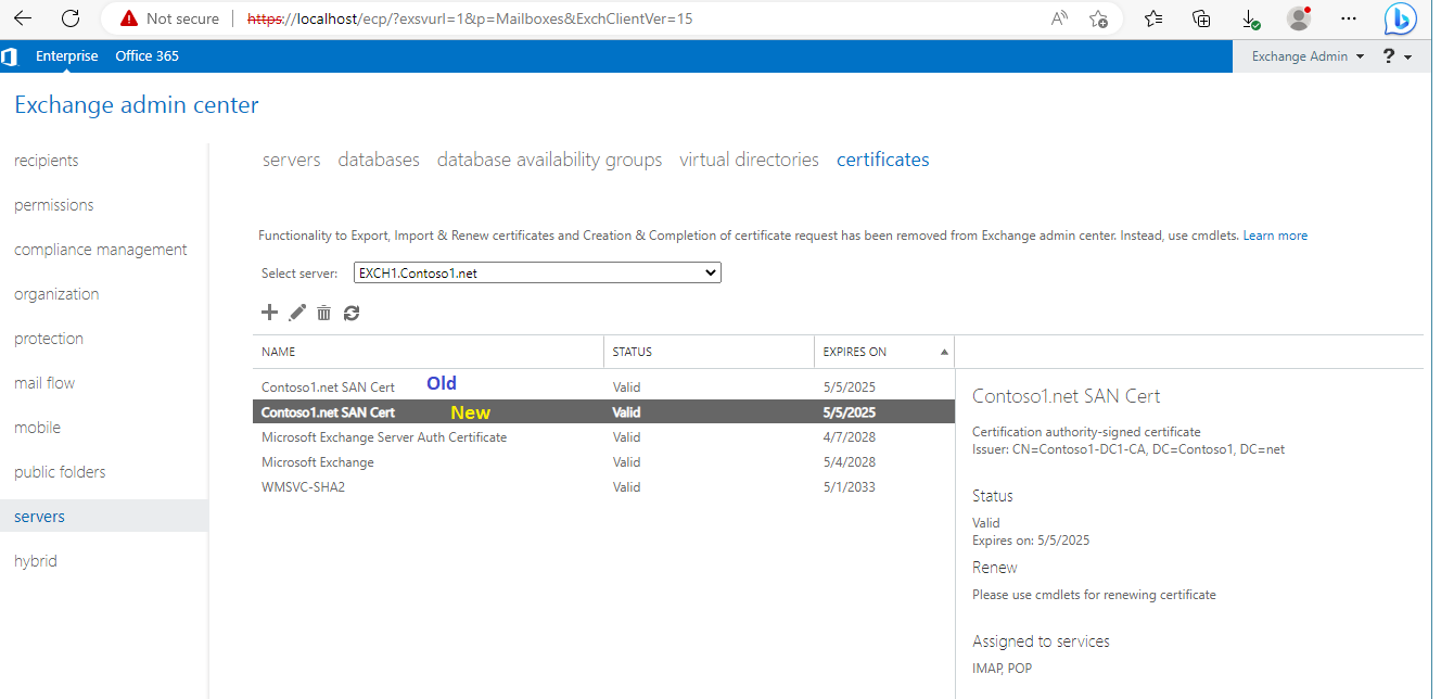 Creating certificates in Exchange Server 2019 CU12 - Microsoft Q&A