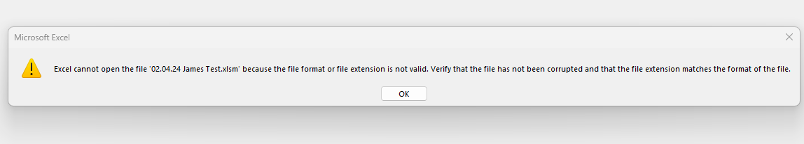 xlsm file not valid