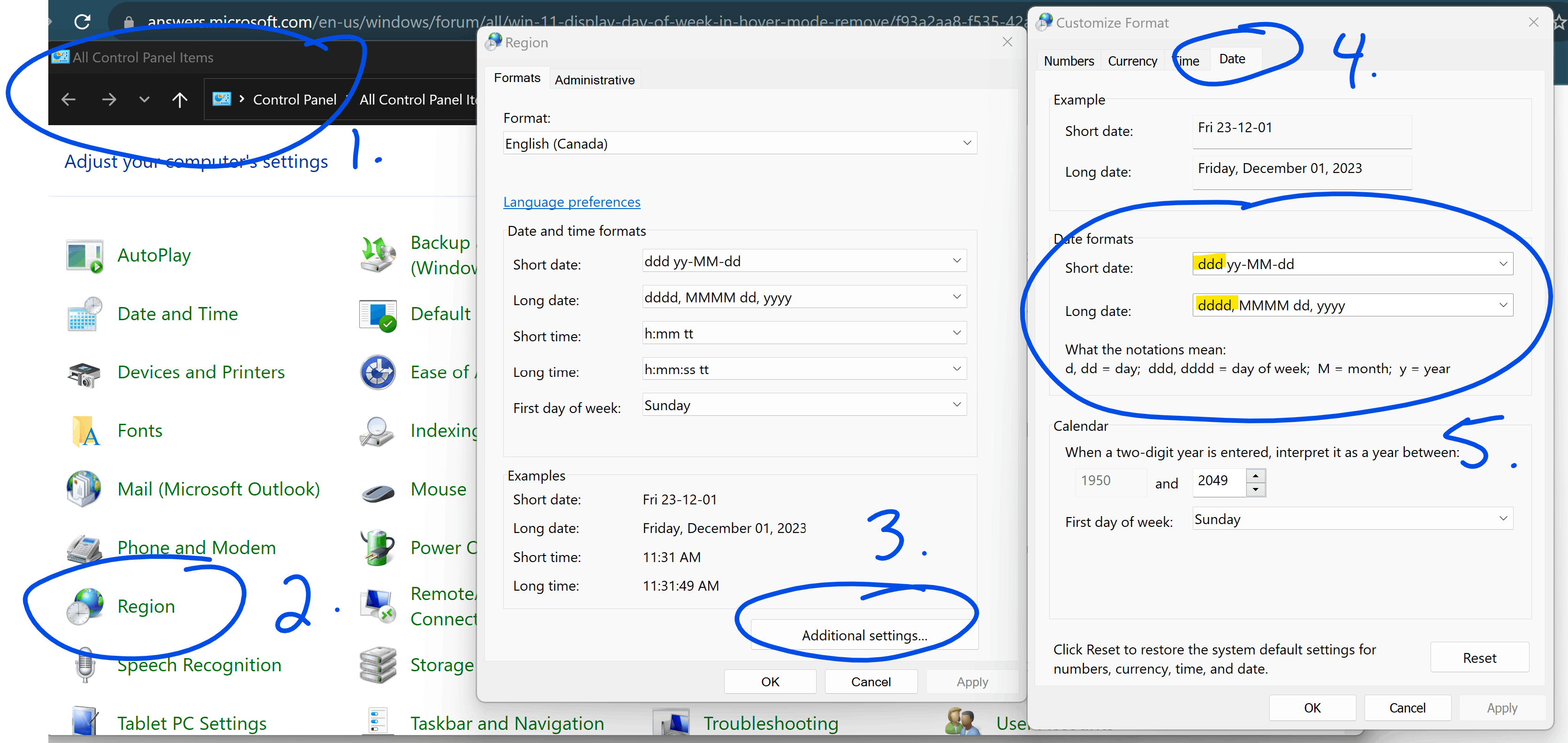 Win 11 - Display Day of Week in hover mode - Remove Notification Widget ...