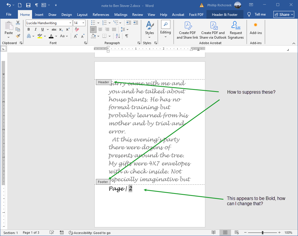 page numbers in Word