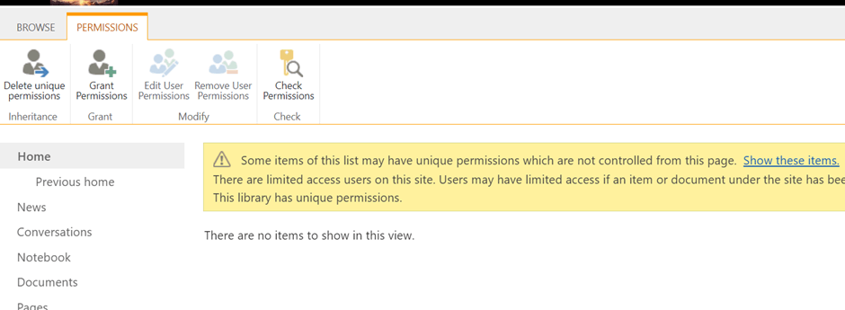 Solution after deleting three default groups in permissions for SP site ...