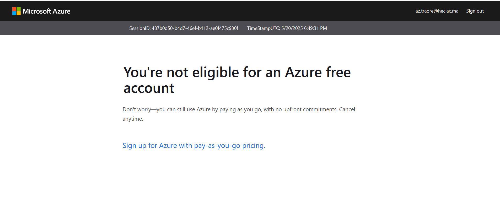 Azure error