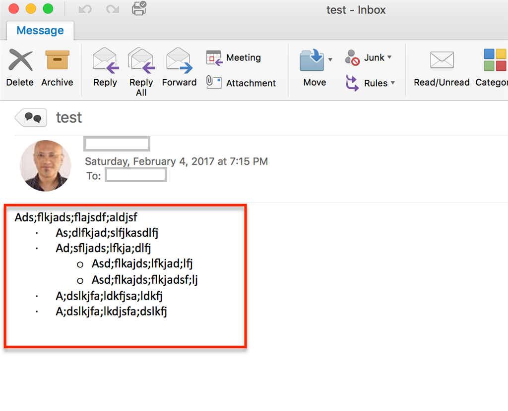 bullets rendering incorrectly in mac outlook 2016 - Microsoft Q&A