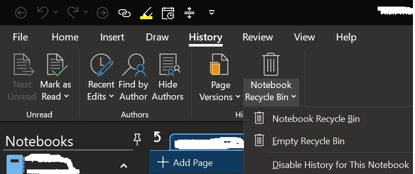 Deleted Notes for this Notebook is Disabled - Microsoft Q&A