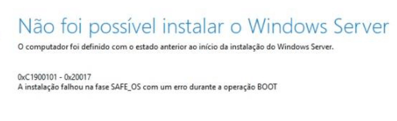 Erro ao atualizar Windows server 2019 DC para 2022 DataCenter ...