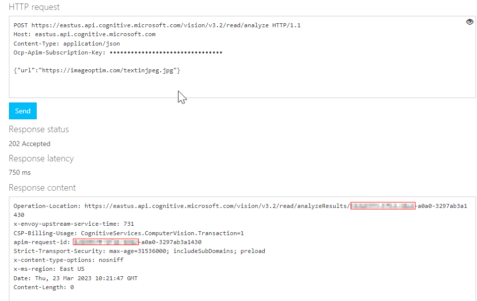 401 error when retrieving results from the Vision API. - Microsoft Q&A