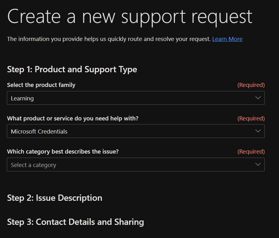 Learning tab not available in Product Family under MS Online Support ...