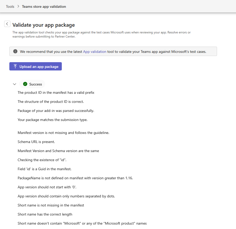 Teams Developer Portal validation fails with “Unable to upload manifest ...