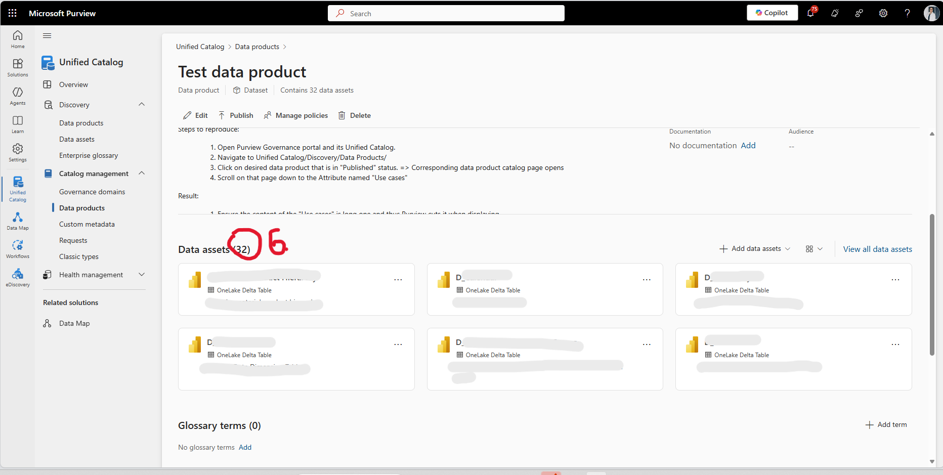 Data product's discovery layout changes linked assets after Refresh ...