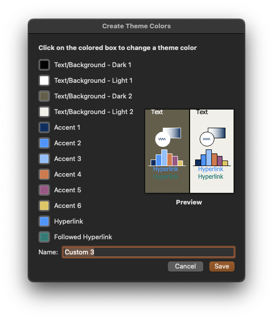 Color Theme swatch order changed in Theme Colors/Color dropdown palette ...