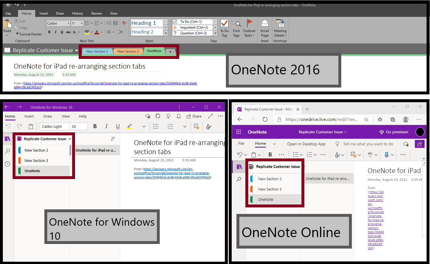 OneNote for iPad re-arranging section tabs - Microsoft Q&A