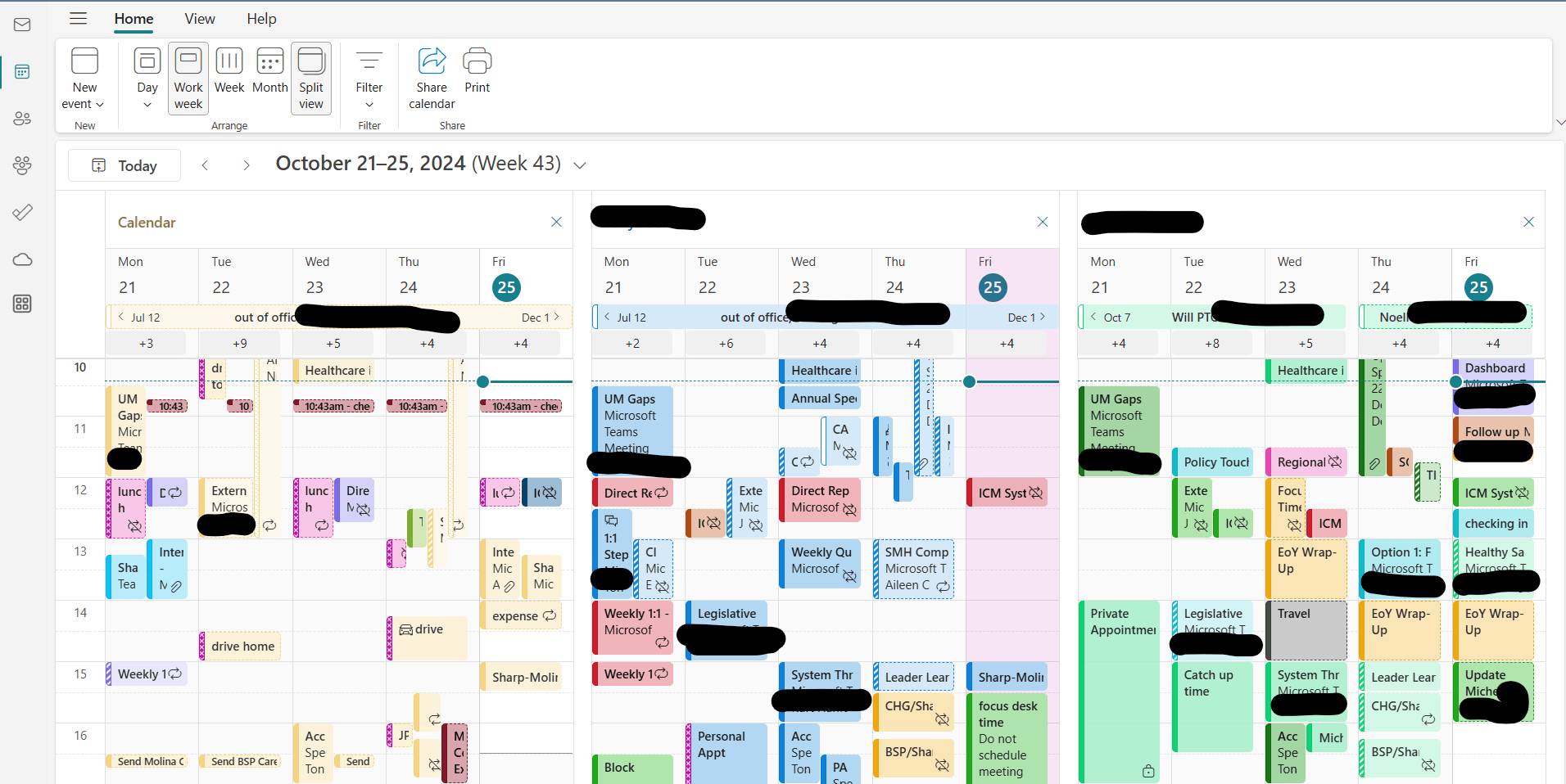 Outlook New Calendar: How to see three work week calendars on one ...