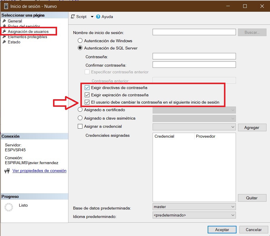 Login in SSMS