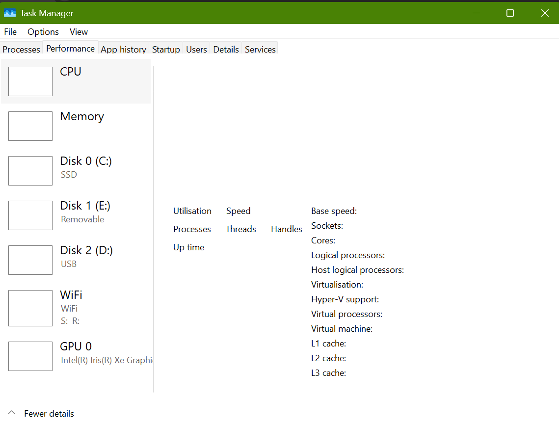 Windows 11 24H2 Performance Tab empty/different versions? - Microsoft Q&A