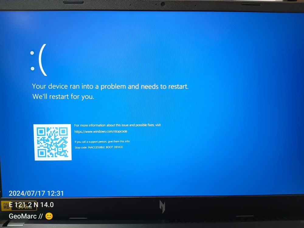 Inaccessible Boot Device After Windows Update - Windows 11