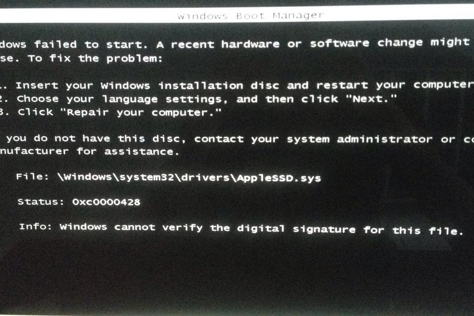 Windows 7 Pro startup failed - คำถามคำตอบของ Microsoft