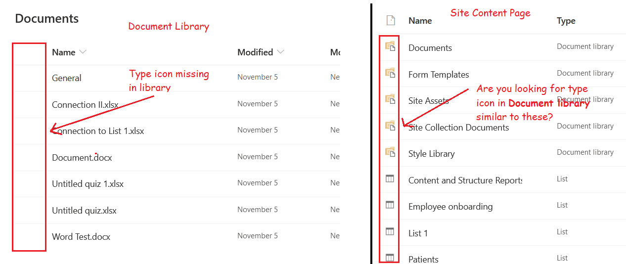 Type column missing - Microsoft Q&A