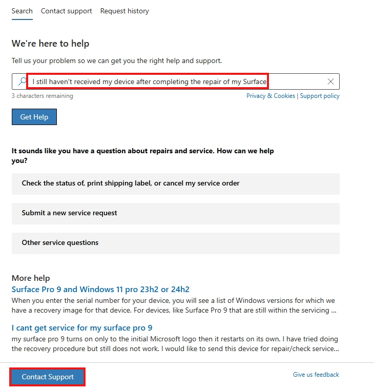 Sent my device in for a repair and Microsoft sent it back but to the ...