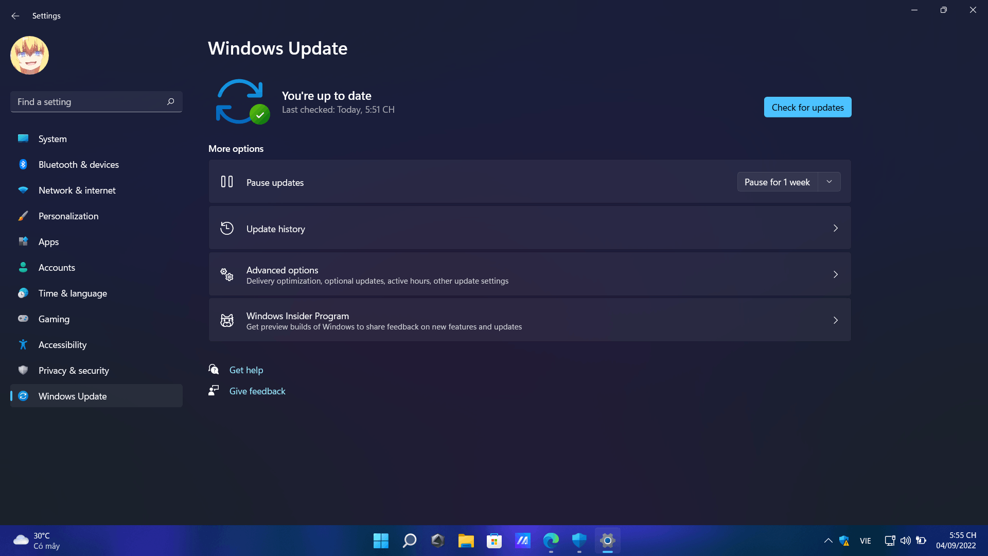 Windows security has a yellow exclamation mark with Recommended Actions ...