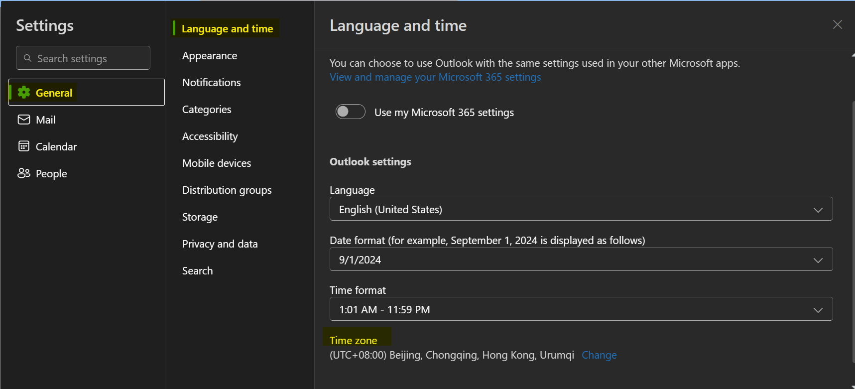 How do I set the Time Zone in Outlook 365 OWA Client? - Microsoft Q&A
