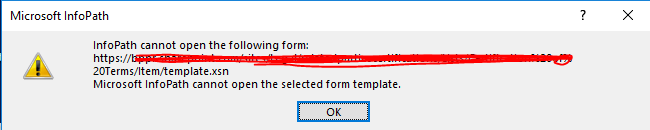 Error trying to open an Infopath 2013 form in SharePoint Online ...