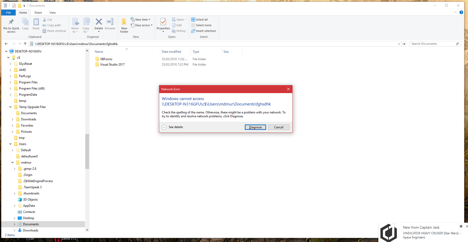 Access denied to folder that does not exist - Microsoft Q&A