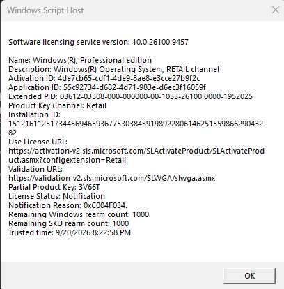 slmgr slash dlv screenshot
