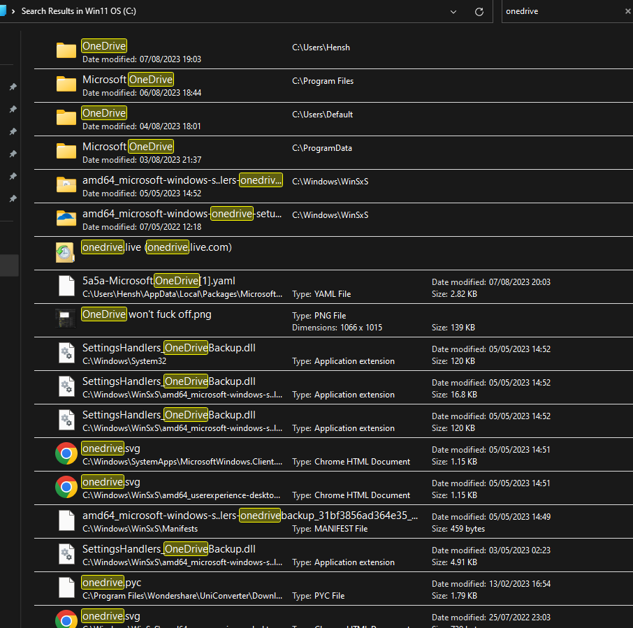 OneDrive remnants