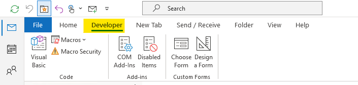 Does the new Outlook have a Developer Tab, if so how is it found ...