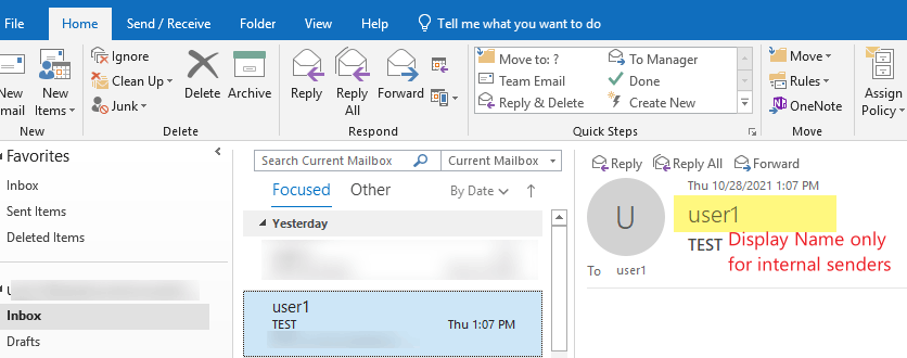 Outlook. In the results table, FROM and TO, show email address instead ...