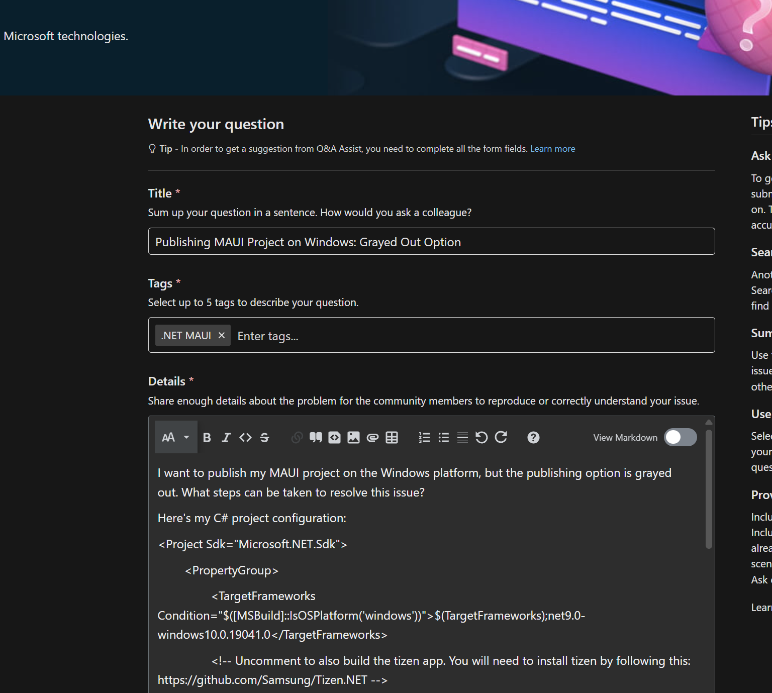 I cant ask any question - Microsoft Q&A