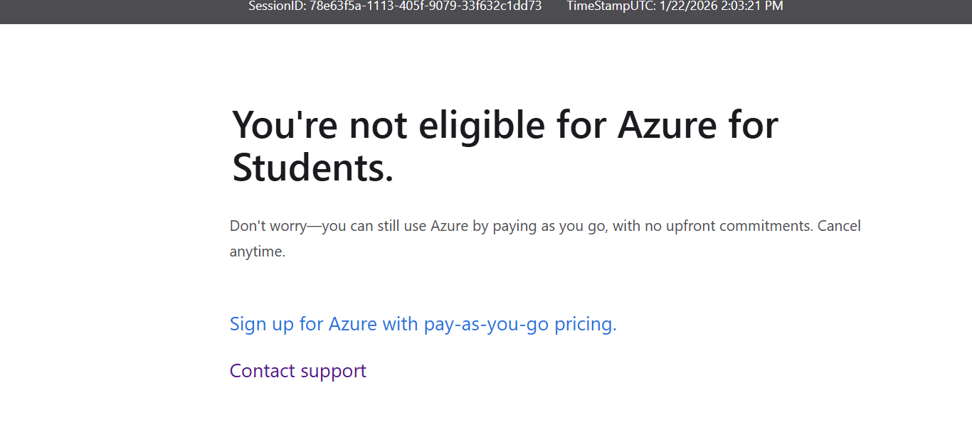 Cannot access my student status in my azure account - Microsoft Q&A