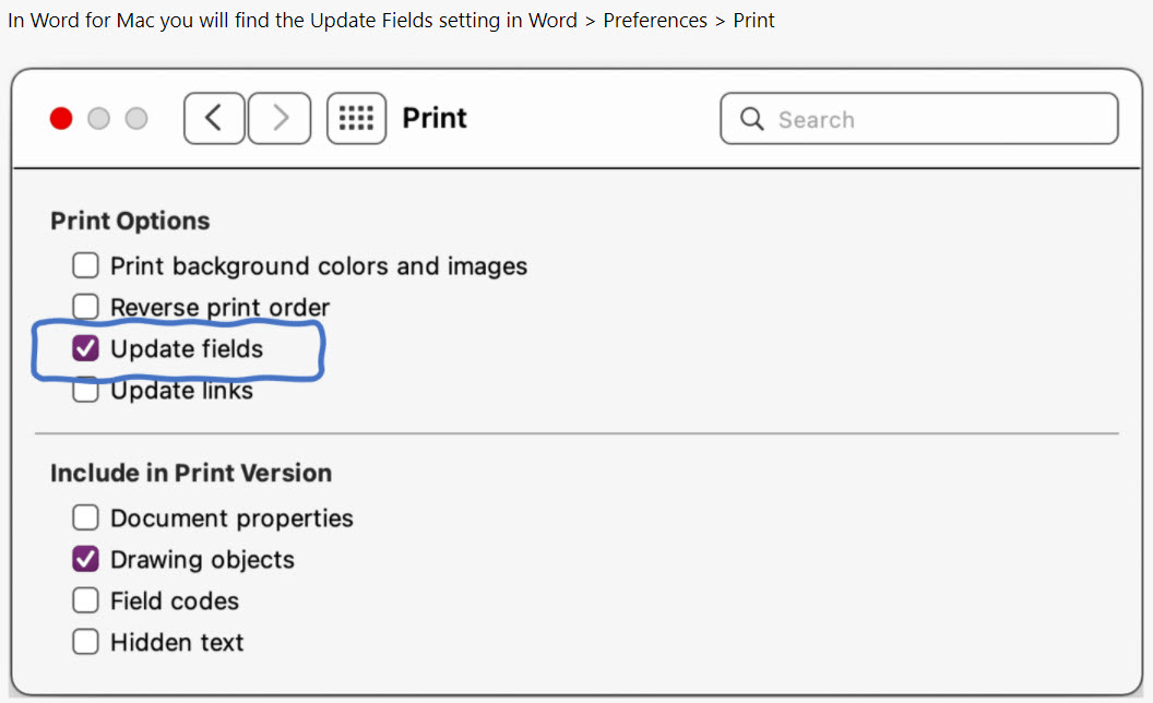 Printing Page Range in Document with Sections - Word for MAC ...