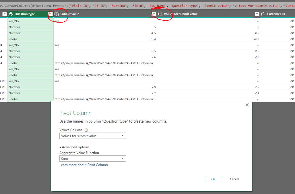 Value Changed when pivot column - Microsoft Q&A