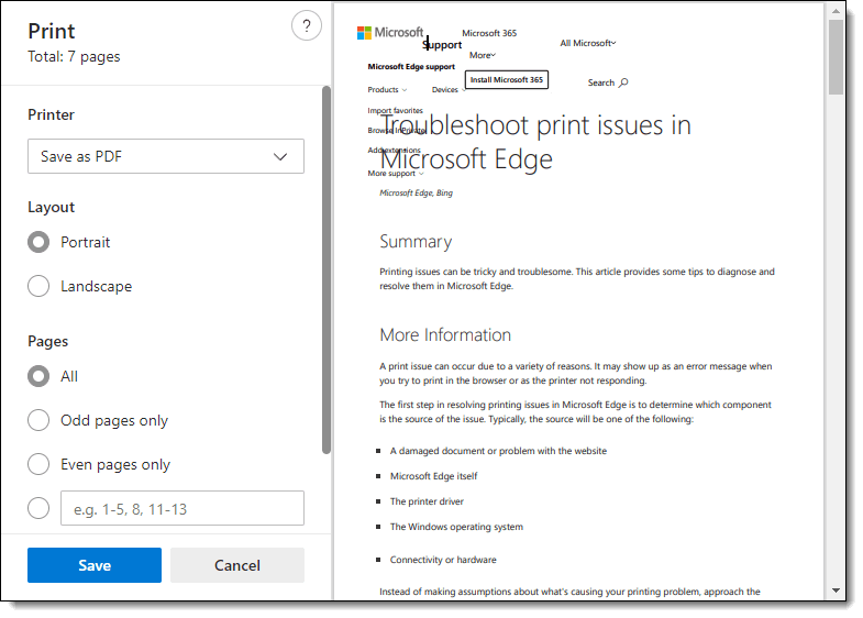 Printing or Saving to PDF creates garbled output. - Microsoft Q&A