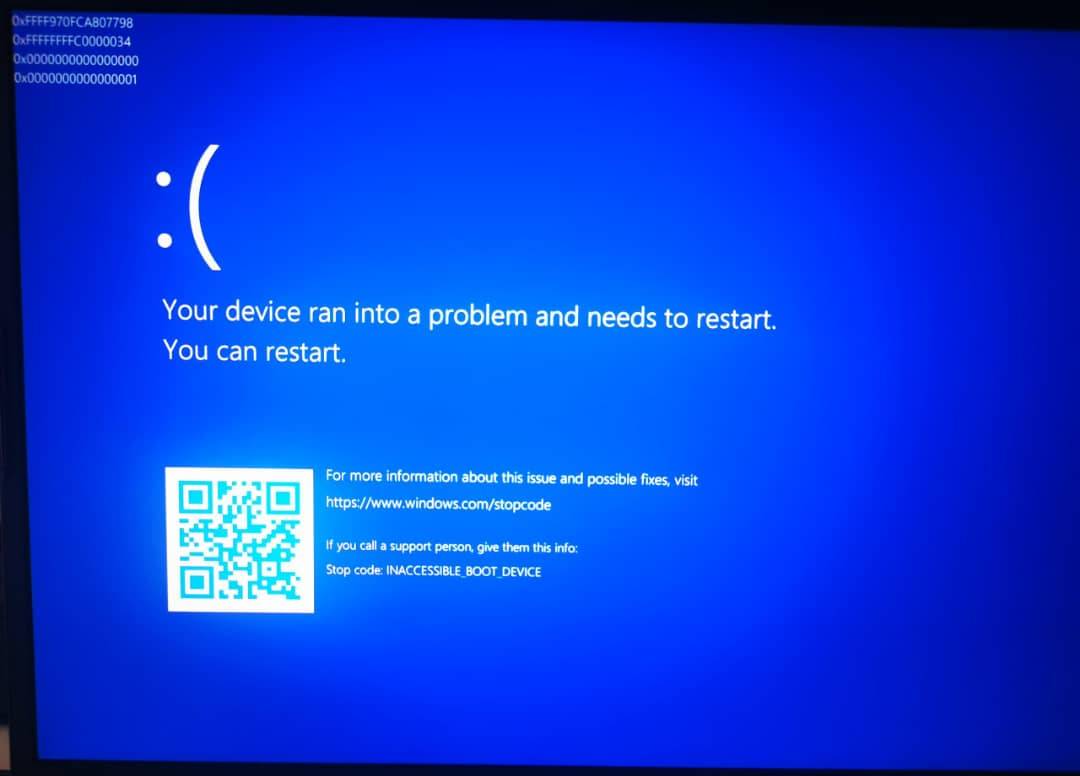 BSOD - INACESSIBLE_BOOT_DEVICE happened frequently, like twice a week ...