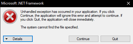 windows showing at startup microsoft .net framework error dialog ...