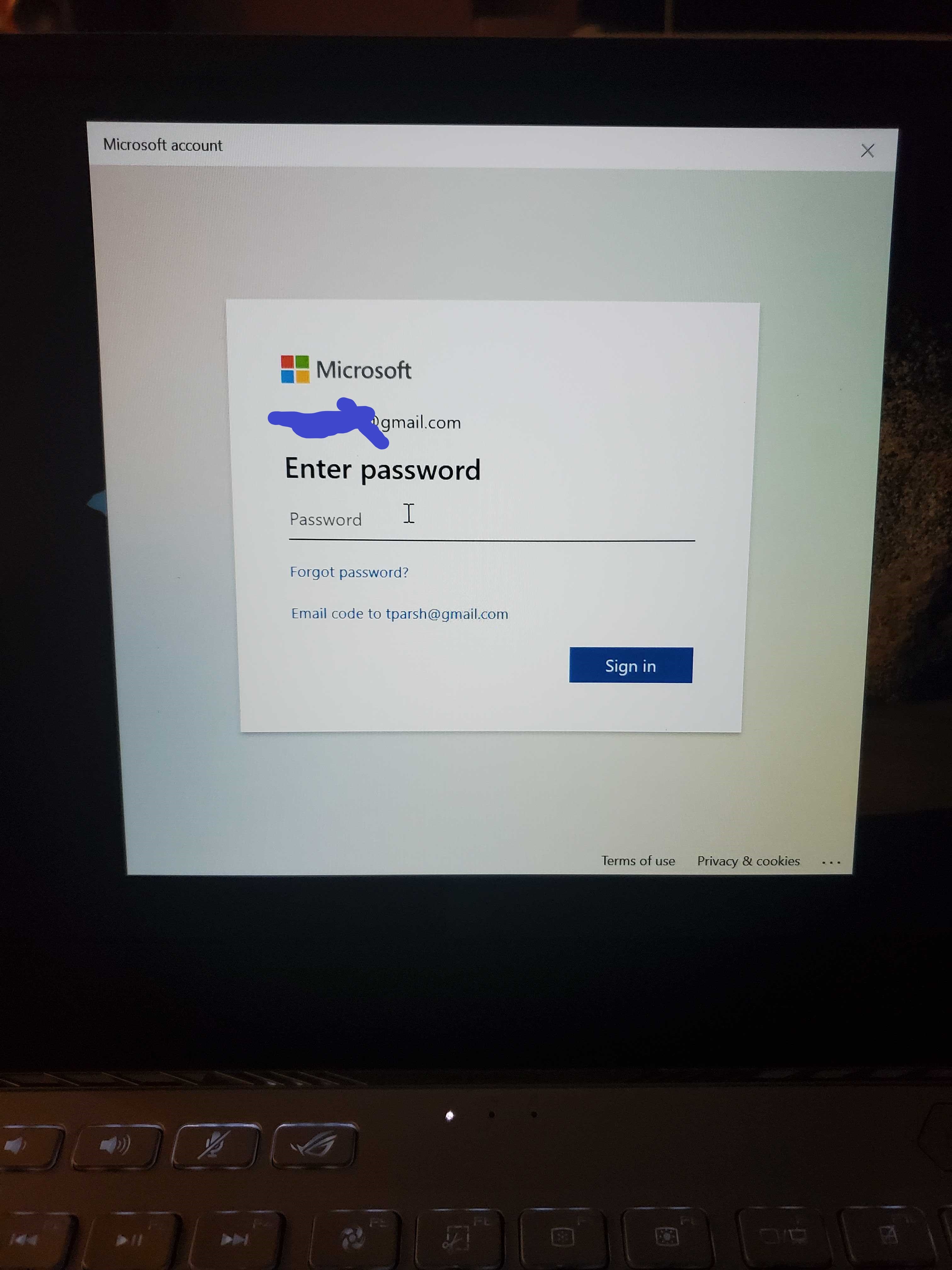 Trying to use Microsoft Account for Log In on PC, get 