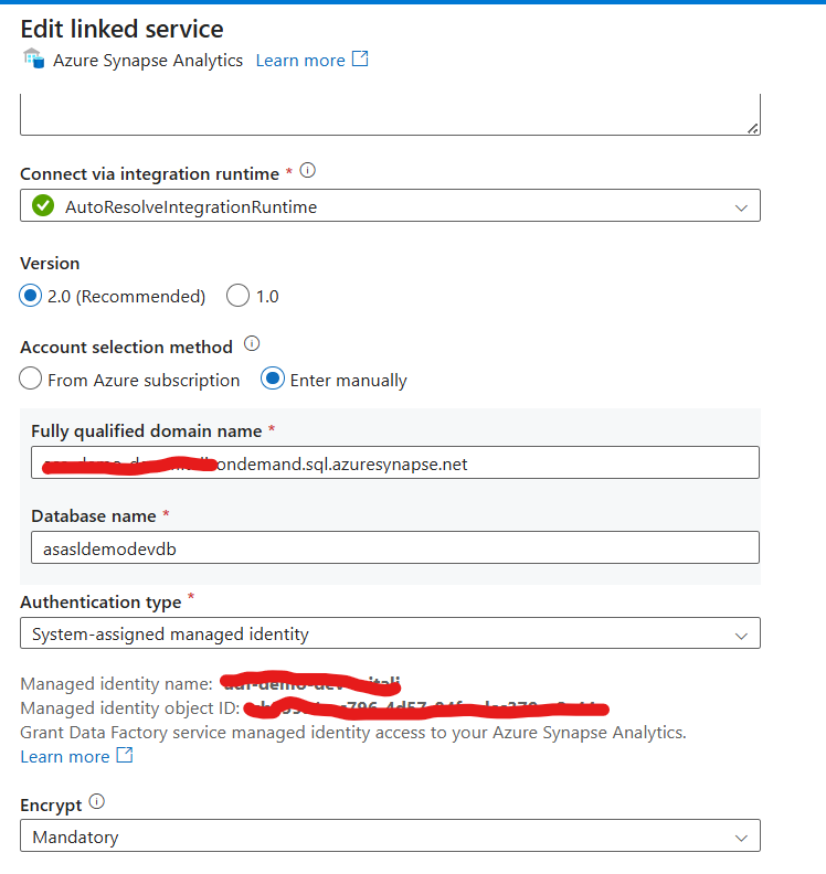 Azure Data Factory - Azure SQL connectivity error : Check the linked ...