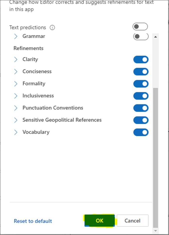 Cannot change language on Editor Settings - Microsoft Q&A