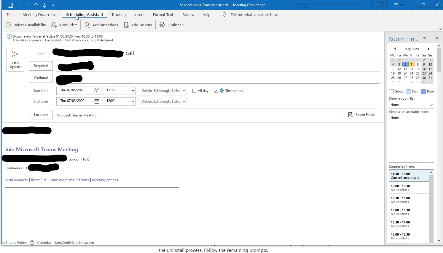 Outlook - Scheduling Assistant Not Working - Microsoft Q&A