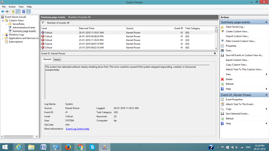 My laptop is shutting down automatically and event log is showing that ...