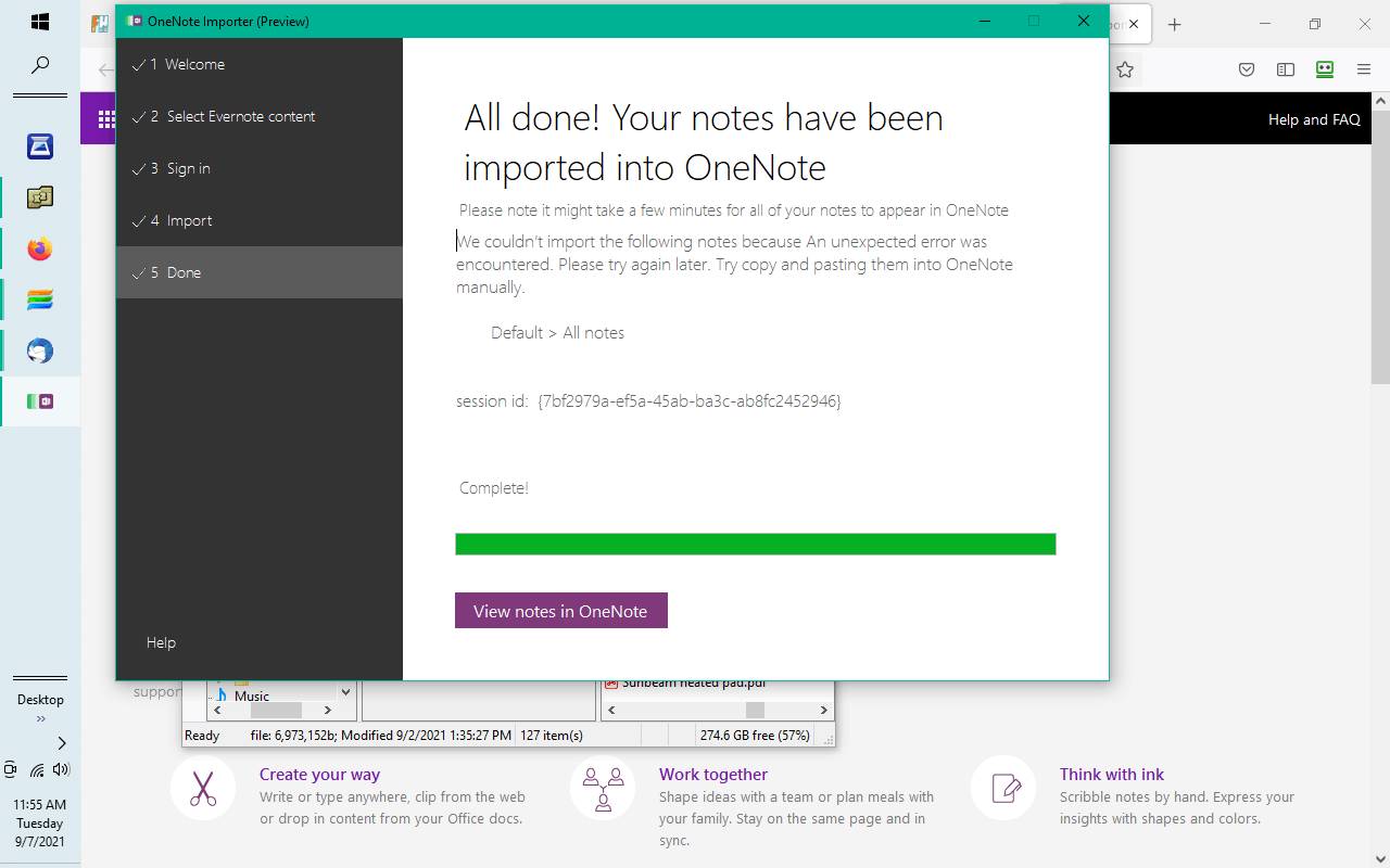 Importing error - Evernote to Onenote - Microsoft Q&A