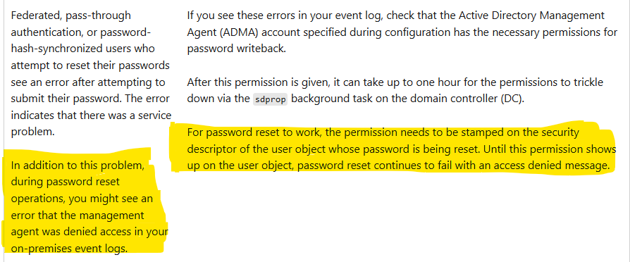 Self-Service Password Issues - Microsoft Q&A