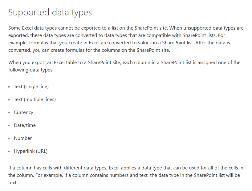 Can not import Excel spreadsheet into sharepoint online? - Microsoft Q&A