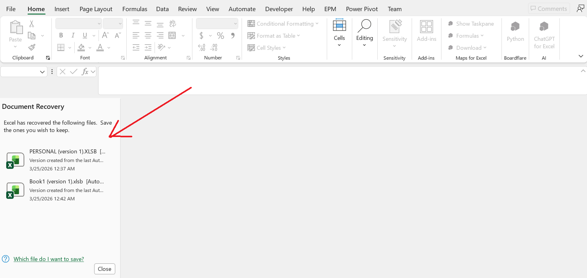 is there a way to sort by date the excel recovery pane - Microsoft Q&A