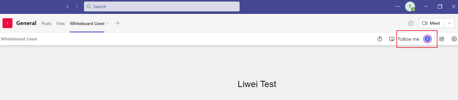 I can't find follow me option on whiteboard on teams - Microsoft Q&A