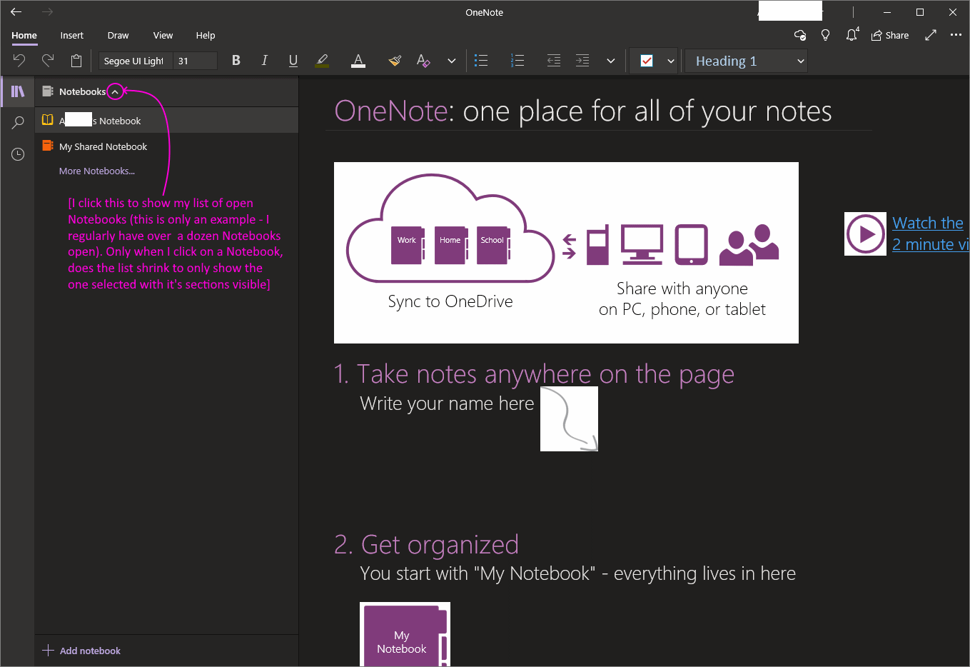 Any way to change to layout View of OneNote for Windows 10 App to be ...